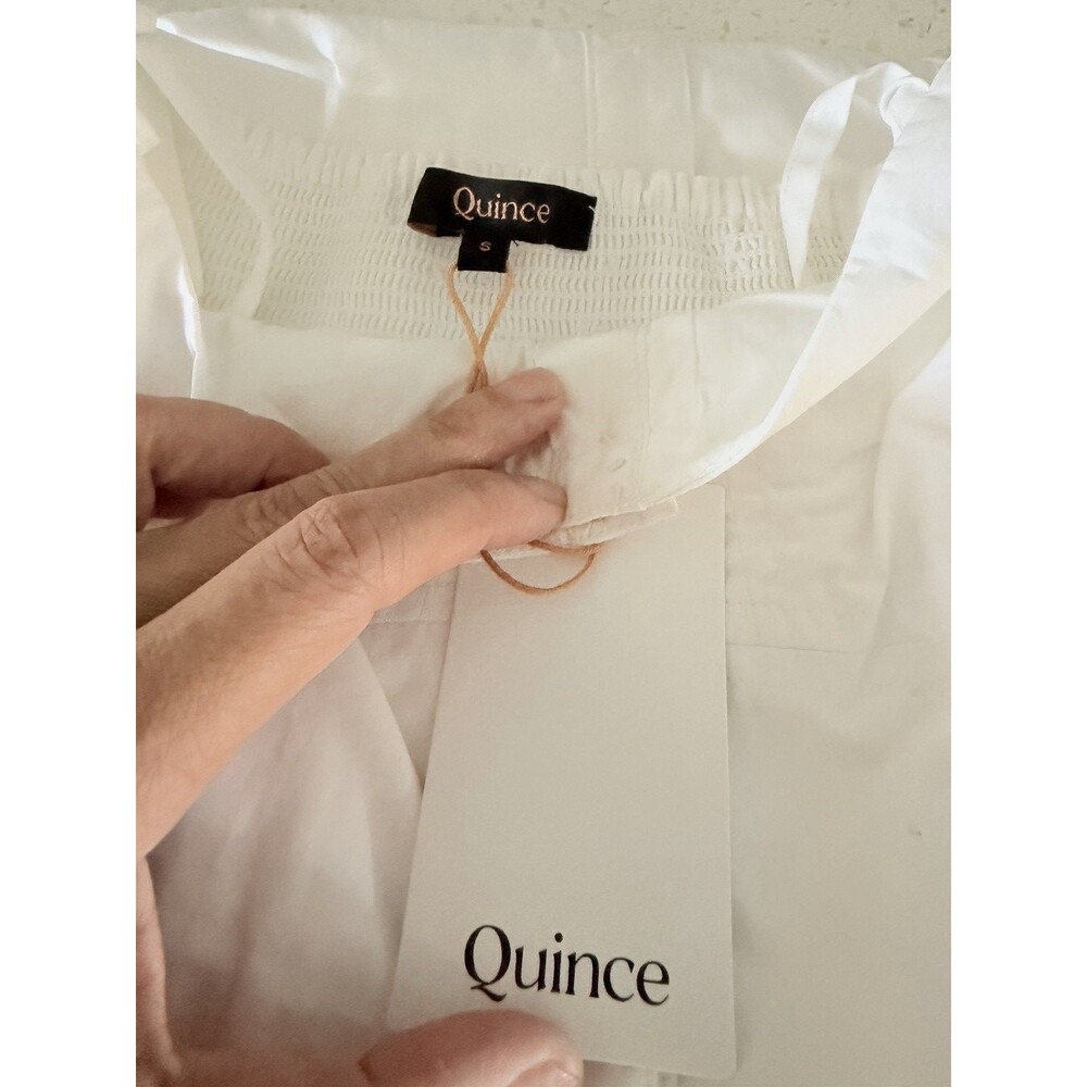 Quince Women 100% Organic Cotton Poplin Spaghetti Strap Maxi Dress White S - Picture 4 of 6